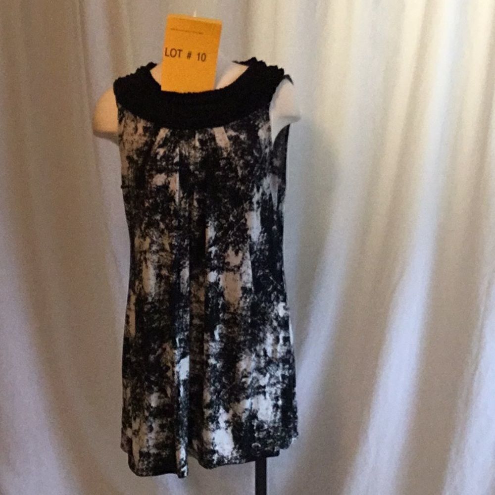 Sleeveless zip back dress ruffled neck by ALFANI L